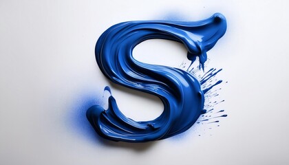 Poster - A vibrant blue paint swirl forms the letter 