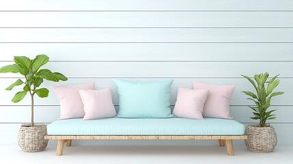 Wall Mural - Contemporary minimalist sofa design for a bright and cozy living room environment