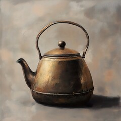 Wall Mural - Antique Copper Kettle: A Still Life Painting