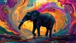 © Made - Elephant in Abstract Landscape