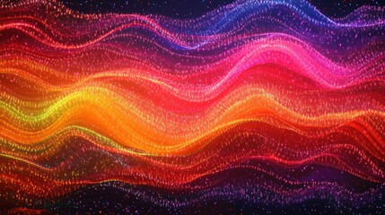 Fototapete - Vibrant energy lines and dots representing active communication and ongoing data exchange in a dynamic abstract composition. Generative AI