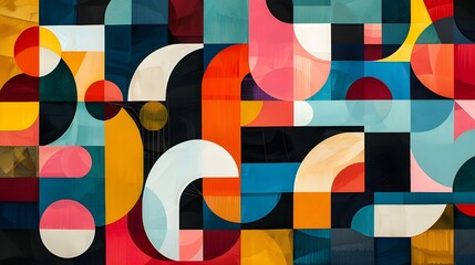 Poster - Geometric abstract pattern with bold shapes and vivid colors