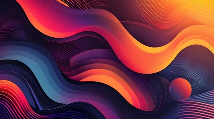 Poster - Vibrant abstract waves with dynamic gradients and lines