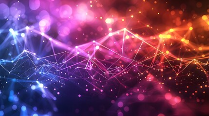 Poster - Glowing network of colorful connected nodes and lines