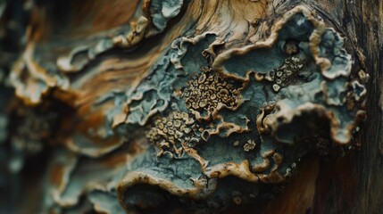 Close-up of textured tree bark with lichen, outdoors, nature background, perfect for website or print
