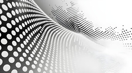 Poster - Black and white halftone abstract pattern with wave effect