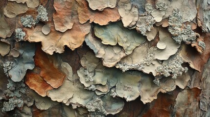 Close-up of textured tree bark, forest background, nature texture, ideal for design