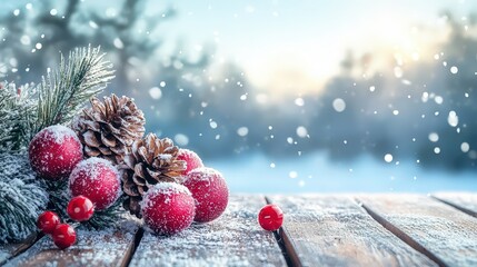 table background of free space for your decoration and christmas winter background