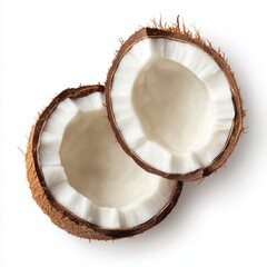 Wall Mural - Fresh Coconut Half with Soft White Flesh and Brown Shell Texture