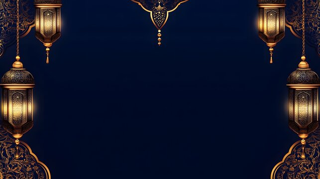 background with Islamic lantern ornaments on the right and left sides