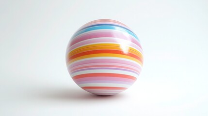 Fototapete - Colorful Sphere with Stripes Displaying a Playful Design on a Light Background Ideal for Creative Projects and Artistic Applications