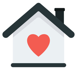 Wall Mural - Heart with home flat icon isolated on white background.