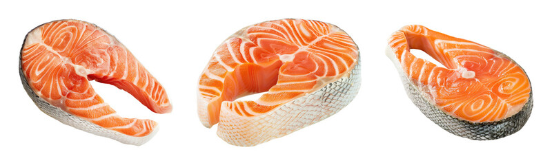 Wall Mural - Salmon steaks isolated on transparent background