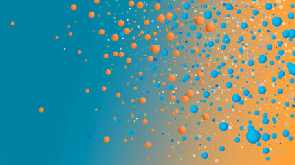 Wall Mural - Blue and orange background with a lot of small dots. The dots are of different sizes and are scattered all over the background. The background is very colorful and lively