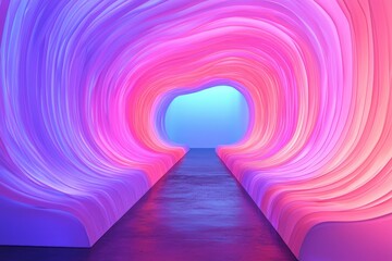 Poster - Interactive light tunnel art installation urban space digital art futuristic atmosphere perspective view experience design