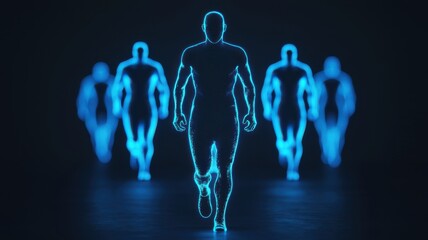 Poster - Dynamic human movement digital space abstract art futuristic environment low angle conceptual visualization