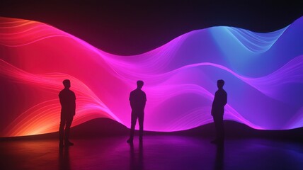 Poster - Illuminated light waves display art installation urban space digital environment perspective visual experience