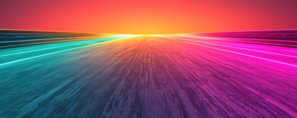 Poster - Vibrant neon light trails urban landscape digital art futuristic environment dynamic viewpoint modern concept