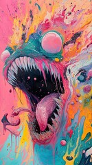 Wall Mural - Surreal Colorful Monster: A Psychedelic Masterpiece