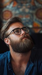 Poster - Portrait of a Bearded Man with Glasses