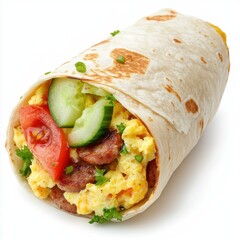 Wall Mural - Breakfast Burrito with Scrambled Eggs Sausage