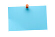 © creative  - A Blank Blue paper note with push pin isolated on transparent background