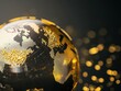 © niti - Transparent globe with gold accents, depicting international banking flow and wealth distribution