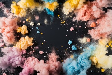 Aufkleber - Dynamic colors erupt onto a canvas, with splashes flying outward, fostering an inspiring atmosphere for artists and art lovers at a creative event