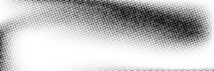 Poster - Grunge halftone gradient background. Faded dotted grit noise texture. Black and white rasterized sand grain wallpaper. Retro pixelated bitmap backdrop. Aged anime or manga comic overlay. Vector
