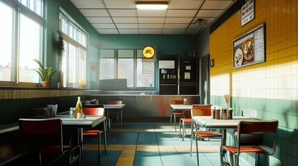 Canvas Print - Retro Diner Interior Design: Vintage Restaurant