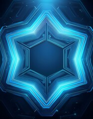Poster - Abstract blue hexagon pattern frame on dark background with futuristic concept. Generated image