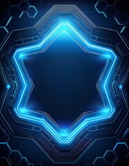Poster - Abstract blue hexagon pattern frame on dark background with futuristic concept. Generated image