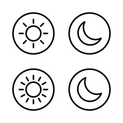 Poster - Sun and moon outline icon on circle line. Day and night weather forecast sign symbol