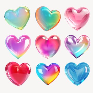 3D glasses heart shape element set