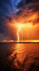 Wall Mural - Lightning thunderstorm outdoors scenery.