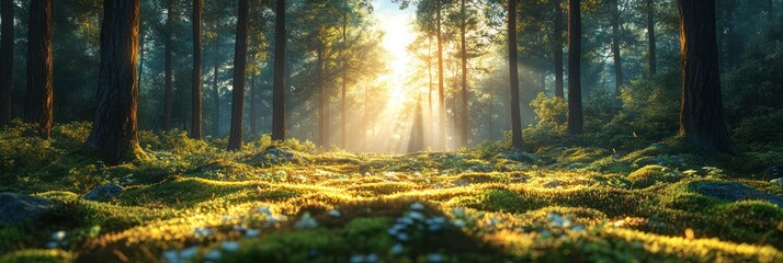  Sunlit Forest Path: A Serene Morning in the Woods