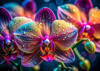 Ethereal Jewel Orchid Blooms: Close-up Macro Photography