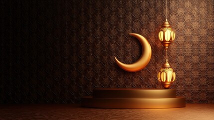 Wall Mural - Elegant decorative setup with crescent moon and lanterns