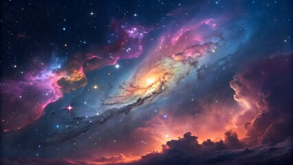 Beautiful nebulae and stars in the night sky. Supernova background wallpaper 
