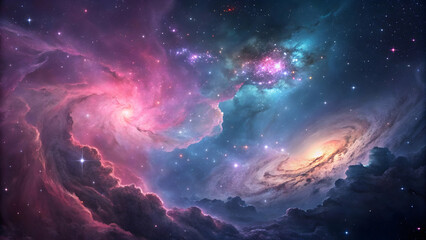 Beautiful nebulae and stars in the night sky. Supernova background wallpaper 