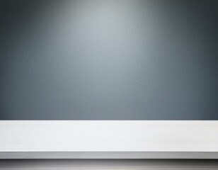 Poster - Front view of empty shelf on white table showcase. Generated image