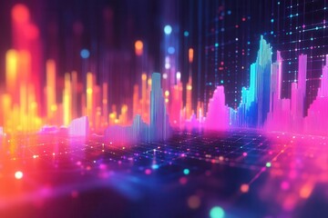 Poster - A vibrant, abstract representation of sound waves, featuring colorful peaks and valleys, evoking a sense of rhythm and digital energy.
