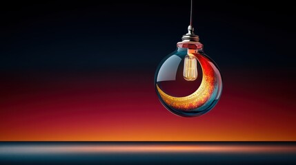 Poster - Illuminated Glass Sphere with Warm Colors and Elegant Design