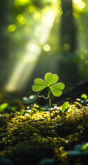 Wall Mural - green leaves on the ground, st patrick day background