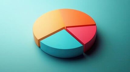 Poster - A colorful 3D pie chart on a teal background, representing data visualization and analysis.