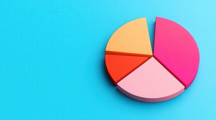 Poster - A colorful pie chart on a blue background, representing data visualization and analysis through distinct segments.