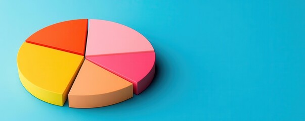 Poster - A colorful pie chart on a blue background, representing data distribution with distinct segments in various shades.