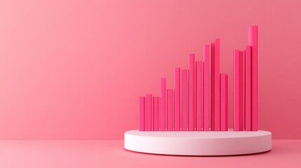 Poster - A vibrant pink bar graph on a white circular base, illustrating growth or progress against a soft pink background.