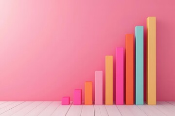Poster - A colorful bar graph against a pink background, illustrating growth and data trends in a visually appealing way.