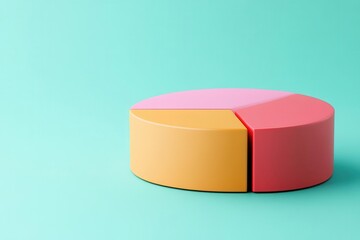 Poster - A colorful pie chart on a teal background, representing data segments in a modern and minimalist style.